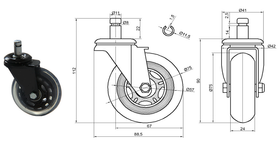 7919/25 RollerCast Satulatuolin Pyörä