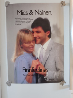 Juliste Mies ja nainen - Finnfeelings korumainos 1980-luku