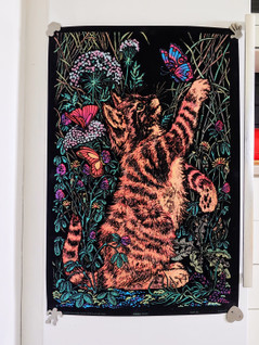 Vintage samettijuliste Western Graphics Adorable Kitten - ihastuttava kissanpentu