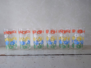 Retro värikäs juomalasi 6 kpl