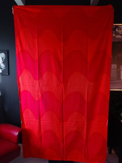 Vintage Maija Isola Lokki puna-oranssi verho 2 kpl