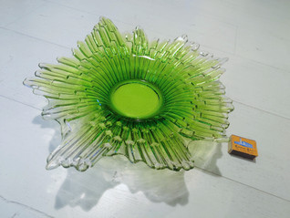 Humppila Revontulet vihreä suuri lasivati 45 cm signeerattu 