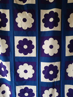 Tampella sininen kukka pöytäliina tai verho vintage