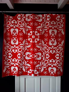 Vintage Ikea puna-valkoinen pöytäliina