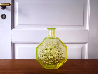 Riihimäki Stella Polaris pullo keltainen uraanilasi 