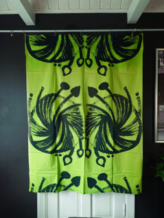 Vintage vihreä verho/ pöytäliina Oili Mäki-Tirkkonen 