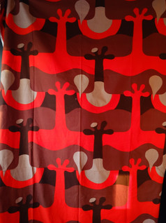 Tampella verho / pöytäliina oranssi ruskea 1970-luku