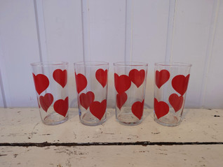 Retro sydän juomalasi 4 kpl