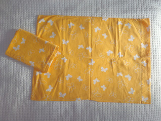 Retro keltainen tyynyliina perhoset 2 kpl