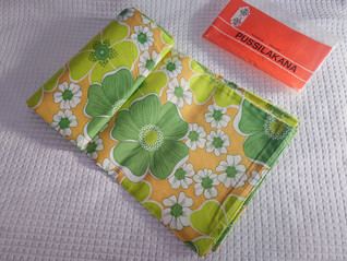 Kukallinen pussilakana 1970-luku käyttämätön paketissa