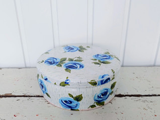 Sininen ruusu vintage pyöreä keksipurkki