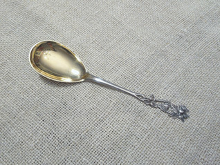 Vintage sinikello sokerilusikka hopea 1938