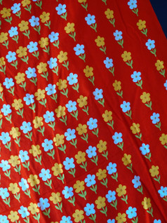 Retro punainen kukkaverho 2 kpl 