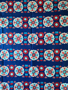 Retro sininen kukkakangas 3 palaa