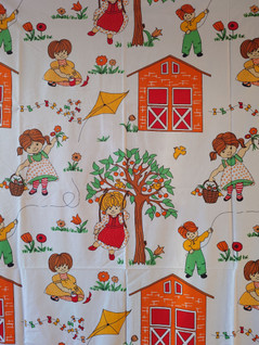 Lasten värikäs vintage verho / kangas