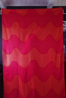 Printex Marimekko Lokki puna-oranssi verho / kangas 1960-luku 