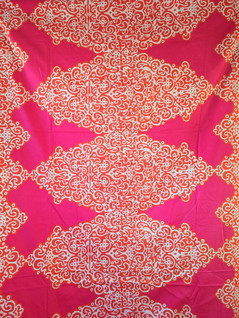 Tampella Marjatta Metsovaara pinkki - oranssi vintage kangas / verho / pöytäliina