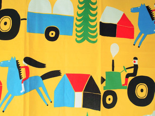 Marimekko Raitti kangas keltainen 