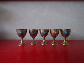 Vintage messinkipikari koristekivillä 5 kpl