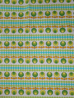 Vihreä retro pallo - kukkakangas / pöytäliina 