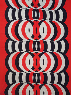 Puna-musta vintage verho 2 kpl