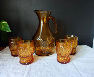 Amber Italy lasikannu ja 4 lasia