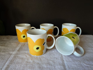 Marimekko Unikko 2005 muki 5 kpl oranssi/vihreä 