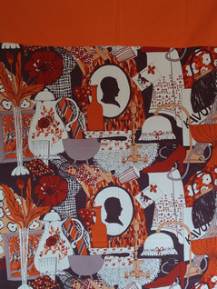 Retro oranssinruskea kuviollinen verho 2 kpl