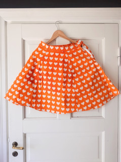 Oranssi vintage kellohame Tampella Cook collection kankaasta