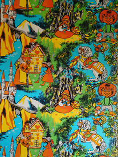 Satumainen värikäs vintage kangas 