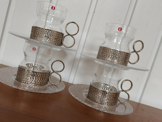 Iittala Tsaikka lasi ja lasinalunen setti neljälle