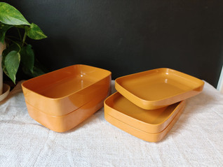 Rosti oranssi lautanen 5 kpl retro setti