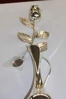 hopeoitu ruusu +maljakko