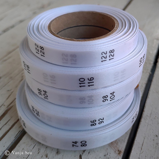 Printed Size Label Kids Sizes, 100 pcs