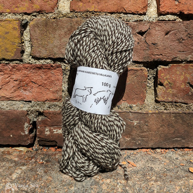 Multi Color Wool Yarn, White/Dark Brown