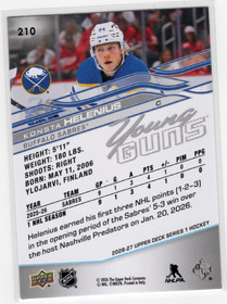 2026-27 Upper Deck #210 Konsta Helenius YG, RC