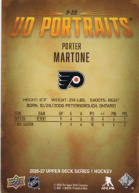 2026-27 Upper Deck UD Portraits #P22 Porter Martone