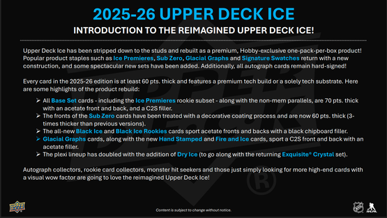 2025-26 Upper Deck Ice Hockey Hobby Box
