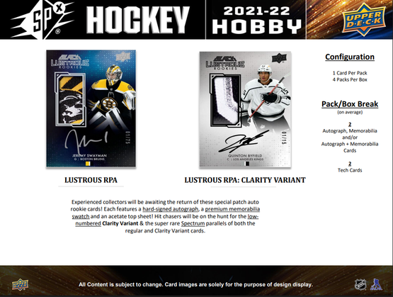 2021-22 Upper Deck SPx Hockey Hobby Box