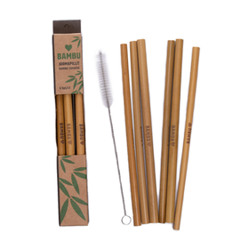 Bambu juomapillit 6 kpl, mukana pesuharja