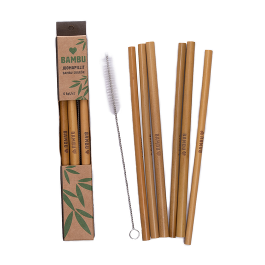 Bambu straws 6 pcs, cleaning brush included