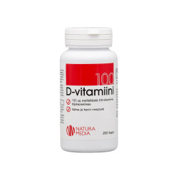 D 100 µg - VAHVA D-VITAMIINI AIKUISILLE! (200 kapselia)