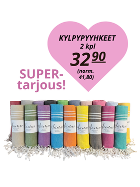 OSTA TÄSTÄ 2 kylpypyyhettä, MAKSAT VAIN 32,90 €! (säästät 8,90 €)