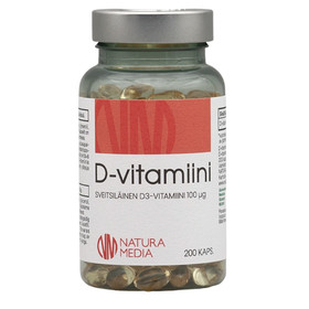 D 100 µg - VAHVA D-VITAMIINI AIKUISILLE! (200 kapselia)