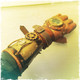 Deluxe Steampunk tyylinen Ranneke ja Nahka Hanska