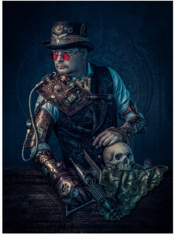 Deluxe Steampunk tyylinen Ranneke ja Nahka Hanska