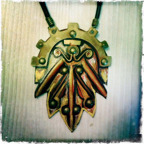 Steam Elf Necklace, special style, leather and brass