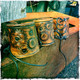 Steampunk nahkaranneke, ratas kuvioinnein