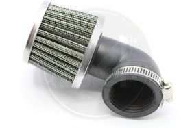 Ilmansuodatin Power filter 35mm 90° kulmalla, kromi