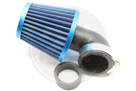 Ilmansuodatin Power filter 28/35mm 90° kulmalla, sininen